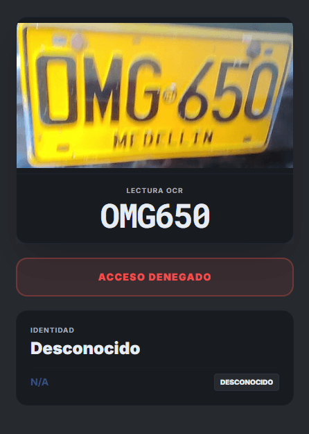 Acceso denegado con motivo registrado.